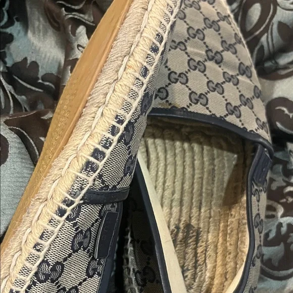 Gucci Beige and Blue Logo Espadrilles WORN size 10.5 men’s - Picture 4 of 13